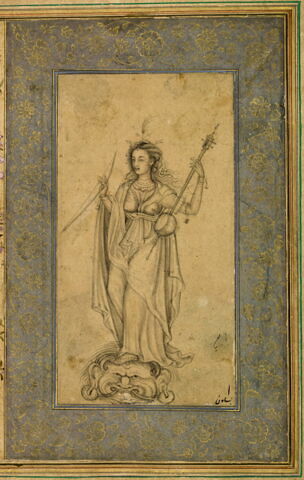 Missionnaire jésuite ; Femme debout sur une tête de monstre (page d'album), image 3/9