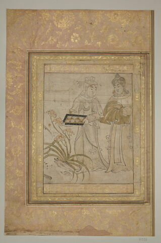 Femme et servante tenant un plateau (page d'album), image 8/9
