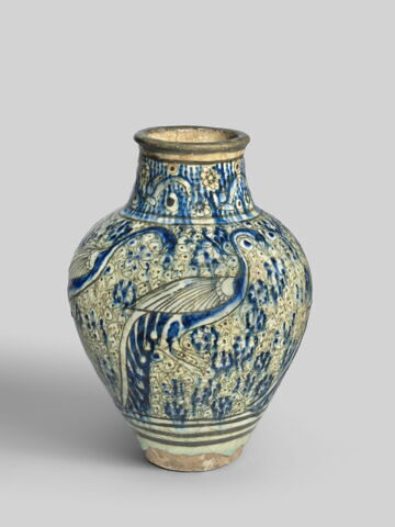 Vase balustre au paon