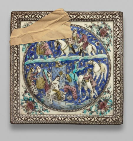 Shirin au bain, vue par le roi Khusraw (carreau de revêtement), image 3/3