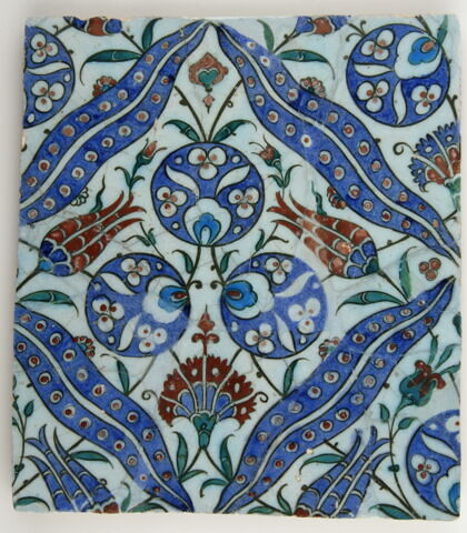 Carreau aux tigrures, triples ocelles, tulipes et oeillet, image 2/3