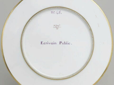 Assiette du Service Encyclopédique n° 45. Ecrivain public, image 3/3