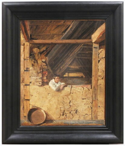 Le peintre Peter Christian Skovgaard dans l'étable de Morten Jensen à Vejby, image 2/13