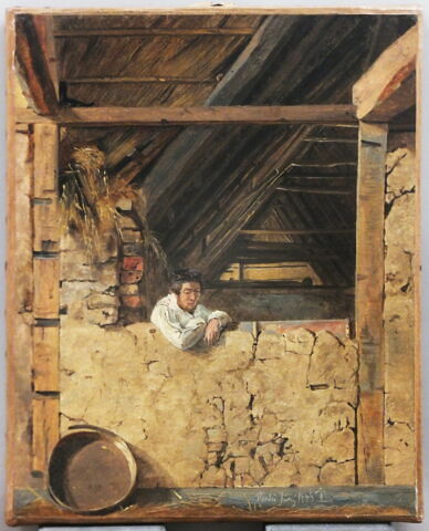 Le peintre Peter Christian Skovgaard dans l'étable de Morten Jensen à Vejby, image 3/13