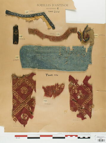 bande décorative d'habillement ; fragments