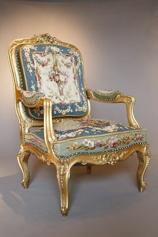 Fauteuil du salon des tapisseries de l'appartement de l'Impératrice aux Tuileries, d'un ensemble de 6 (F 574 C3 à C8)
