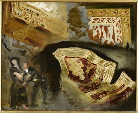 Étude d’après un des Caprices de Goya,
deux plats de reliures médiévales
et une veste orientale
