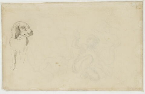 Feuille d'études pour le salon du Roi au palais Bourbon : étude de nus, image 2/2