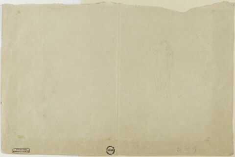 Figure drapée et auréolée.