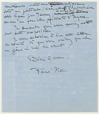 Lettre autographe signée René Piot à André Joubin