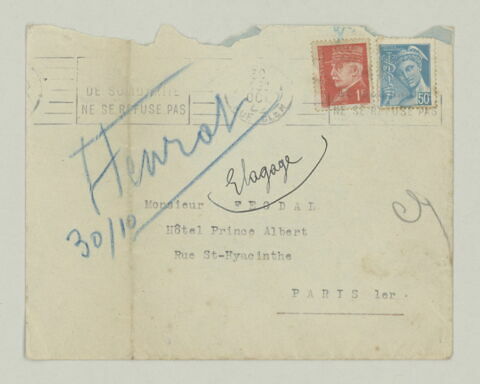 Enveloppe à l'attention de Charles Fegdal, image 2/2