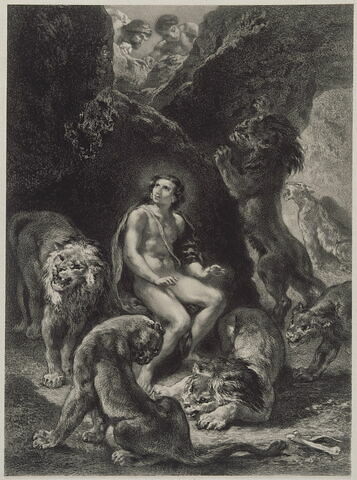 Daniel dans la fosse aux lions, d'après Delacroix