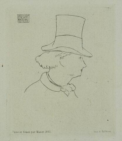 Portrait de Baudelaire, au chapeau, de profil, image 1/1