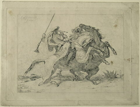 Rencontre de cavaliers maures, d'après Delacroix
