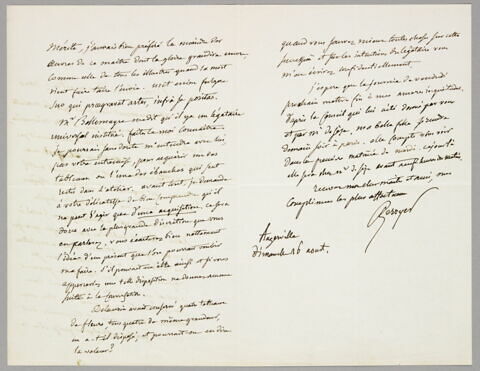 Lettre autographe signée Pierre-Antoine Berryer à Eugène Legrand, Augerville, 16 août, image 2/2