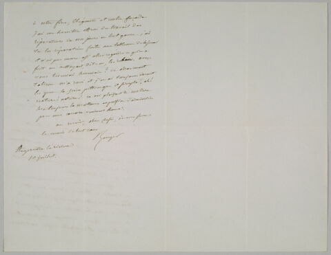 Lettre autographe signée Pierre-Antoine Berryer destinée à Eugène Delacroix, 10 juillet [1856], image 2/2