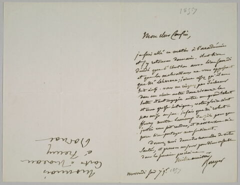 Lettre autographe signée Pierre-Antoine Berryer destinée à Eugène Delacroix, [7 janvier 1857]