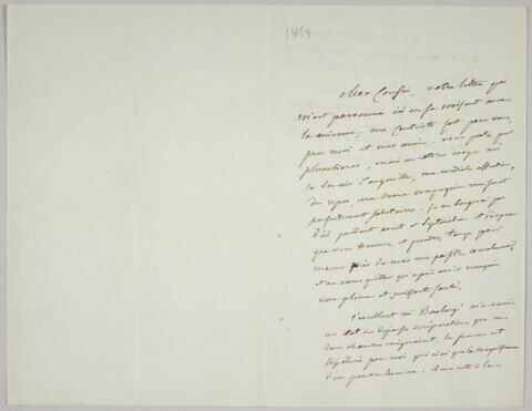 Lettre autographe signée Pierre-Antoine Berryer destinée à Eugène Delacroix, Angerville la Rivière 13 juillet 1858