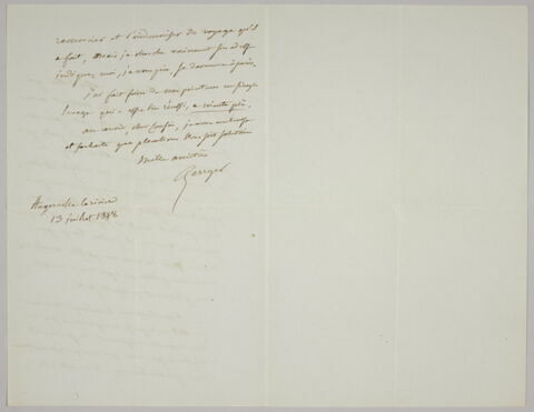 Lettre autographe signée Pierre-Antoine Berryer destinée à Eugène Delacroix, Angerville la Rivière 13 juillet 1858, image 2/2