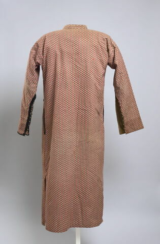 Robe en coton imprimé rayures rouges et blanches à palmettes et doublée coton beige (doublure du col orange), image 4/4
