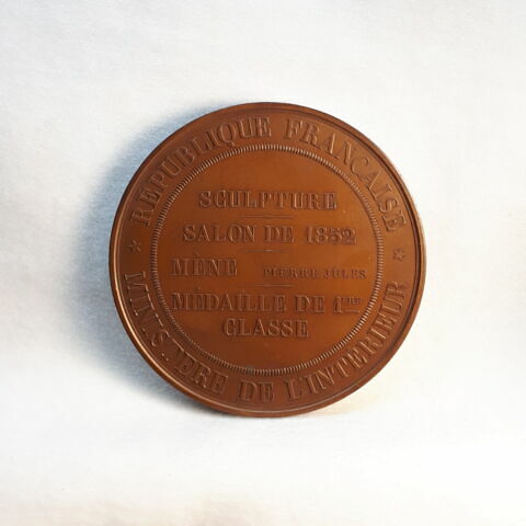 Récompenses nationales – Salon de 1852, sculpture, médaille de 1ère classe décernée à Pierre-Jules Mène, image 2/2