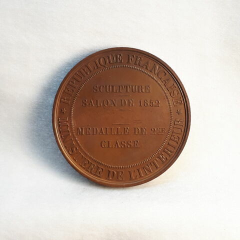 Récompenses nationales – Salon de 1852, sculpture, médaille de 2ème classe, image 2/2