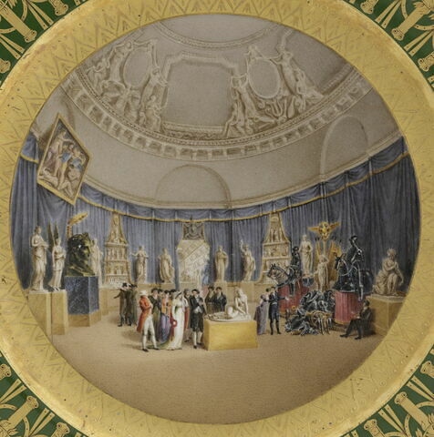 Assiette à dessert du service particulier de Napoléon Ier aux Tuileries et à Sainte-Hélène, représentant une vue du salon de la Victoire du Musée Napoléon, image 2/7