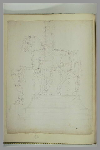 Statue équestre de Louis XIII, vue sous son côté gauche, avec indications de mesures, image 2/2