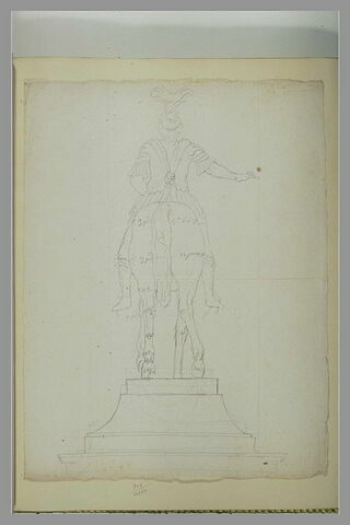 Statue équestre de Louis XIII vue par derrière avec indication des mesures, image 2/2