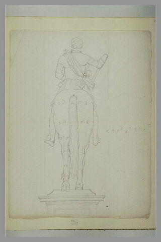 Statue équestre d'Henri IV, vue de dos, avec indications de mesures, image 2/2