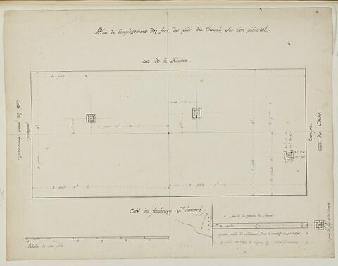 Plan de l'emplacement des fers des pieds de la statue équestre de Louis XV, image 1/1