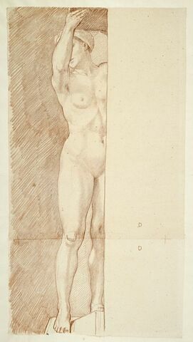 Femme nue, le corps vu de face, regardant à gauche