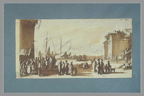 Marchands et foule sur les quais d'un port, image 2/3