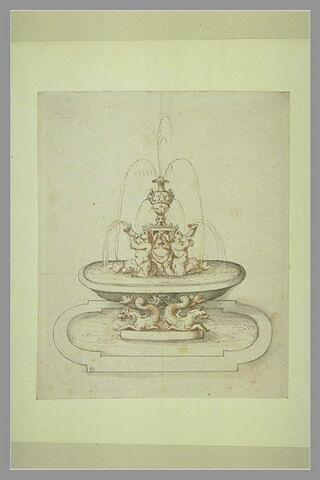 Projet de fontaine avec deux tritons et, à la base, deux chimères aquatiques, image 1/1