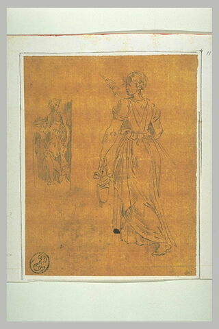 Servante portant une quenouille et un panier; figure dans une niche, image 1/1