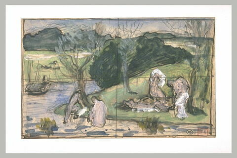 Femmes se baignant dans une rivière, image 1/1