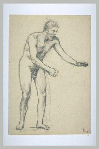 Homme nu, tourné de trois quarts à droite, penché en avant, les bras tendus, image 1/1