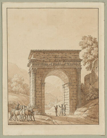 L'armée française à Suse, devant l'Arc de triomphe d'Auguste, image 1/2