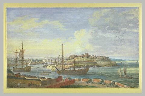 Vue de l'entrée du port de Brest à l'embouchure de la rivière de Penfeld, image 1/1