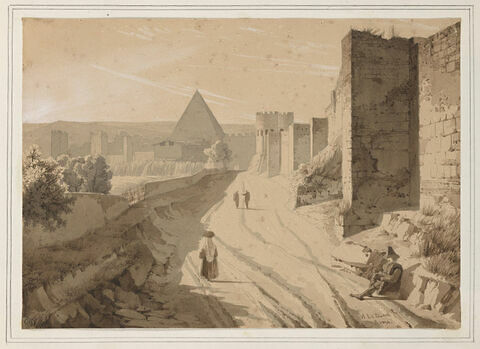 Les murs de Rome, la porte Saint Sébastien et la pyramide de Cestius