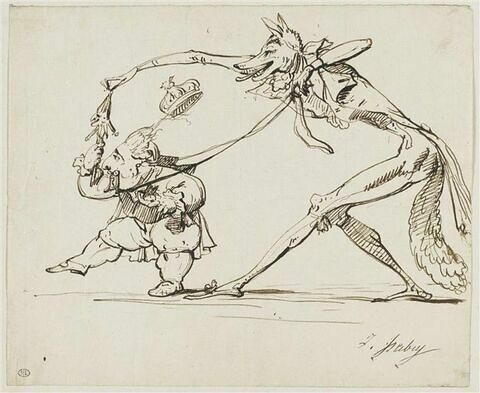 Caricature politique : un renard conduisant Louis XVIII avec un mors, image 1/2