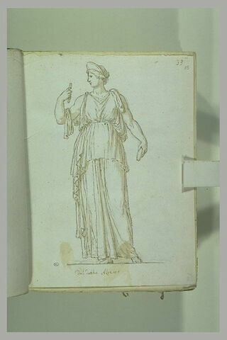 Femme drapée, vue debout de face, la tête de profil vers la gauche..., image 2/2