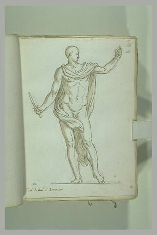 Homme nu, une draperie fixée sur son épaule droite tombant derrière lui,..., image 2/2