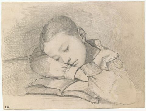Portrait de sa soeur Juliette Courbet enfant, dormant (vers 1841), image 1/2