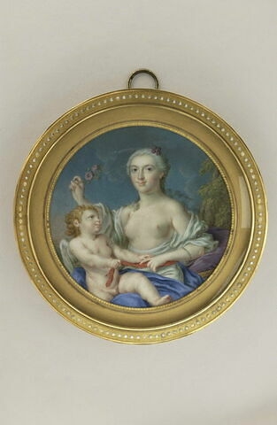 Portrait de femme en Vénus dont l'Amour délie la ceinture