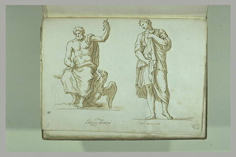 Jupiter tenant son foudre et une figure remontant de sa main gauche les..., image 1/1