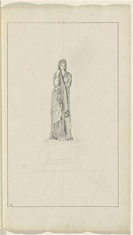 Etude d'après l'antique : femme drapée et couronnée, debout