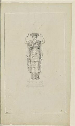 Etude d'après l'antique : femme portant un corbeile sur la tête, image 1/2