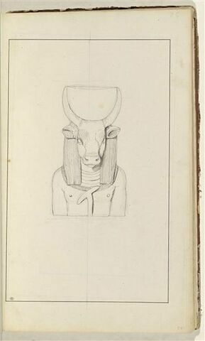 Etude d'une sculpture en buste d'un dieu égyptien : Athor