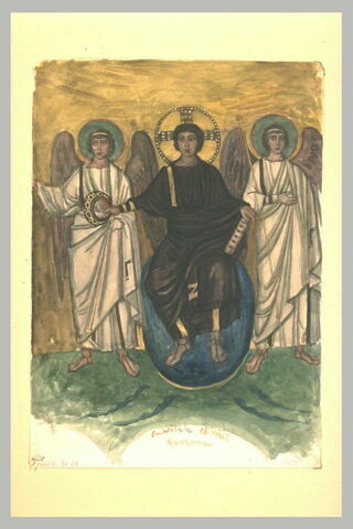 Le Christ entre deux anges, d'après une mosaïque de l'abside Saint-Vital, image 1/1